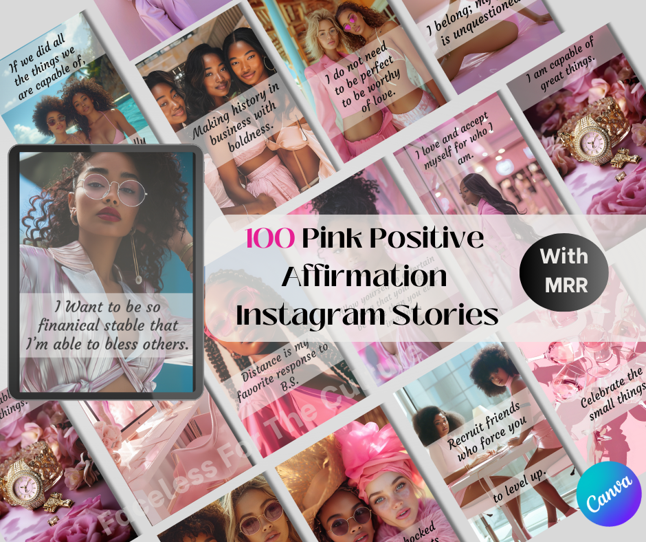 100 Pink Positive Affirmation  Instagram Stories Templates